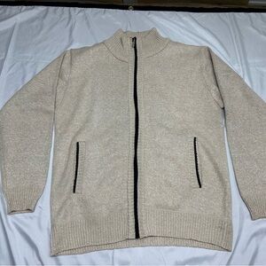 Men's Classic Beige Zip-Up Sweater
